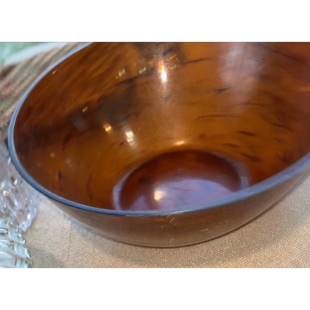 Vintage Mid-Century Modern Faux-Tortoiseshell Lucite Bowl